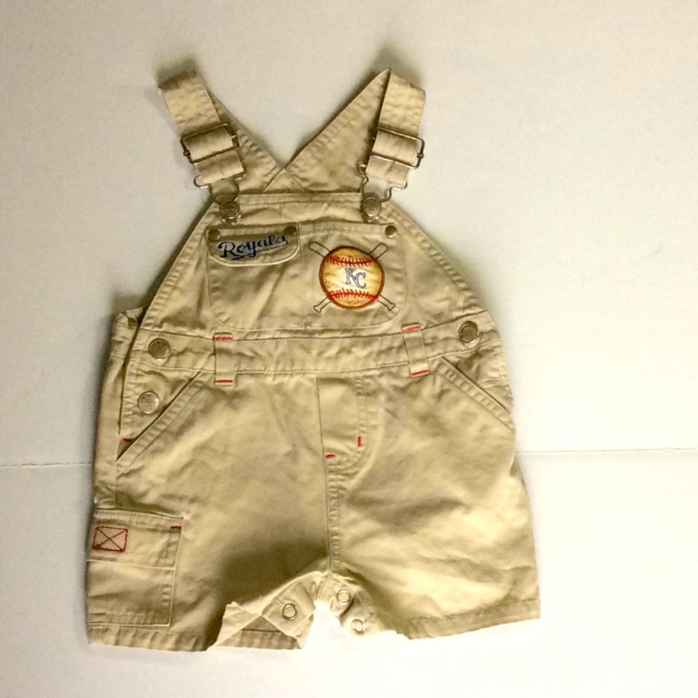 K C Royals Overall Shorts  Kids Beige Infant 3-6 months